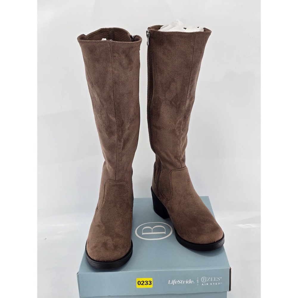 Bzees LifeStride Optimum Boots Womens 7.5 Mocha Brown Tall Suede - New